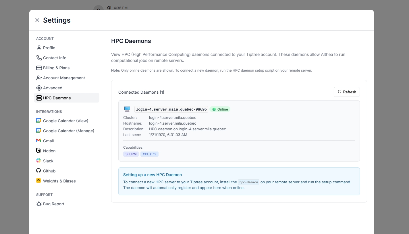 HPC Daemon Settings