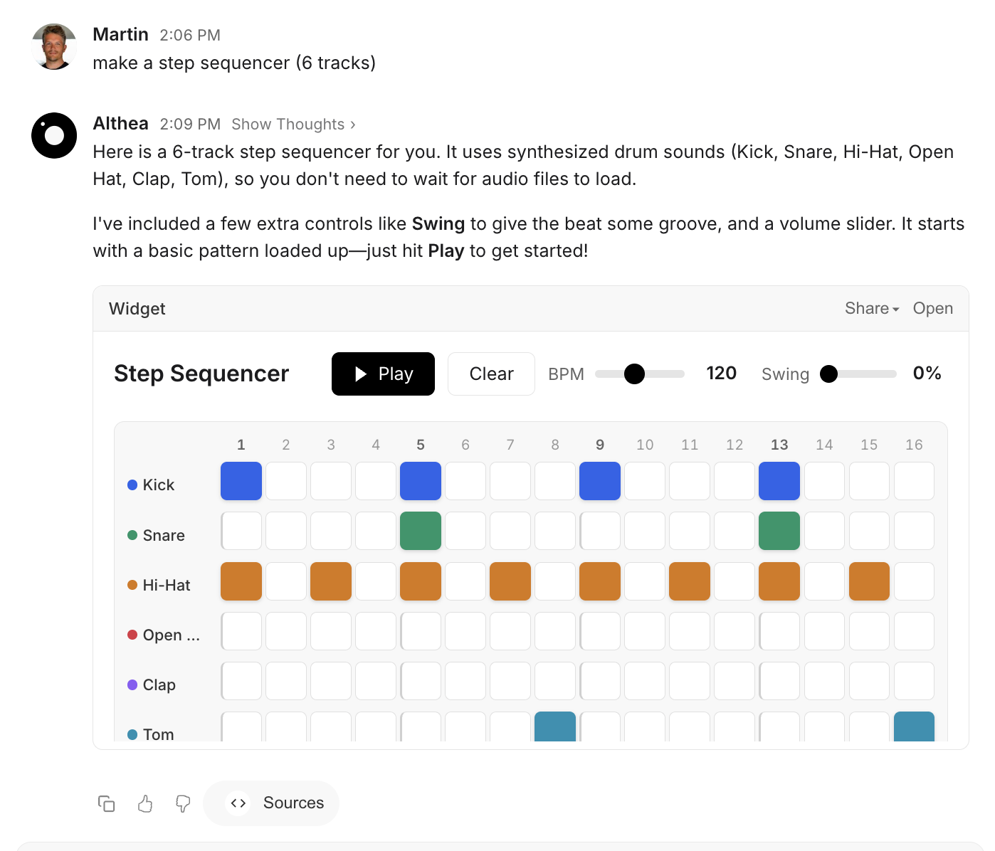 Widget in chat